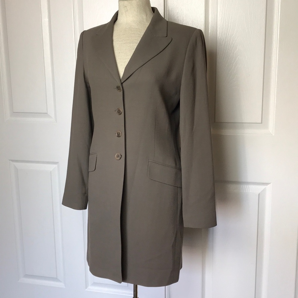 Ellen Tracy Long Suit Button Up Blazer Jacket Coat
